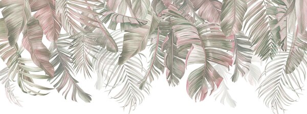 Fototapet Frunziș tropical în nuanțe delicate de pastel, Fototapet tropice, Fototapet populare, w01822v1 - Tapeko.ro