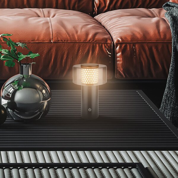 Briloner Lampa de masă cu LED și baterie reîncărcabilă Brilo unplugged Gila, auriu/negru, reglabil, Negru, Metal, Modern