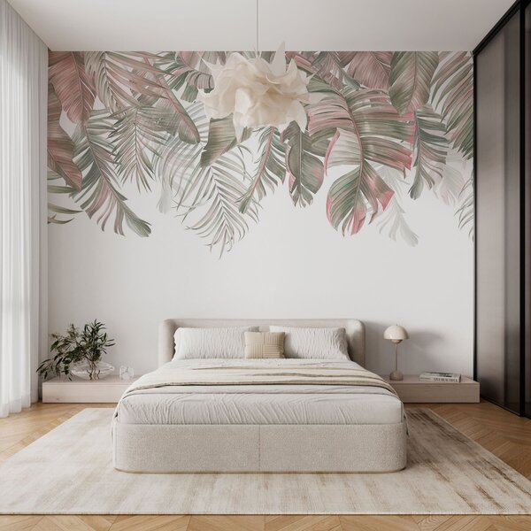 Fototapet Frunziș tropical în nuanțe delicate de pastel, Fototapet tropice, Fototapet populare, w01822v1 - Tapeko.ro