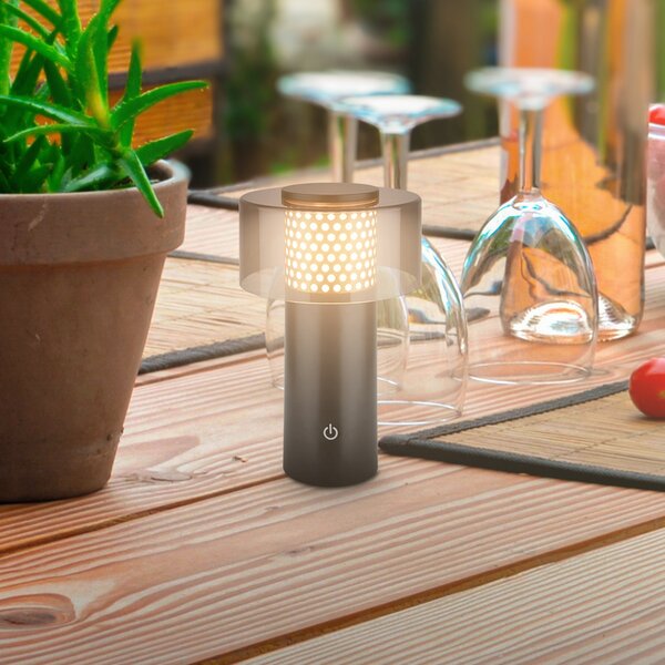 Briloner Lampa de masă cu LED și baterie reîncărcabilă Brilo unplugged Gila, auriu/negru, reglabil, Negru, Metal, Modern