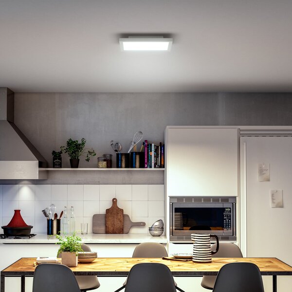 Philips Hue Panou LED White Ambiance Aurelle, 30x30cm, alb, reglabil, Alb, Camera de zi / sufragerie, Metal, Modern