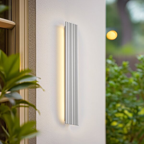 Lucande Lampa de perete pentru exterior cu LED Melira, lungime 60 cm, gri, Gri, Aluminiu, Modern