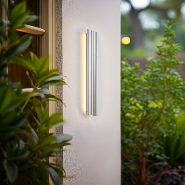 Lucande Lampa de perete pentru exterior cu LED Melira, lungime 60 cm, gri, Gri, Aluminiu, Modern