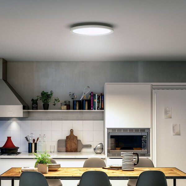 Philips Hue plafonieră LED White Ambiance Aurelle, Ø 40 cm, reglabil, Alb, Camera de zi / sufragerie, Metal, Modern