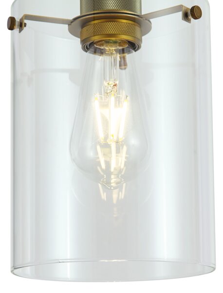 Lampă suspendată de design bronz cu sticlă transparentă - Domo