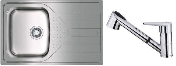Set chiuveta din oțel cu sifon Teka Universe 115110011, baterie bucătărie Teka IN 469781200