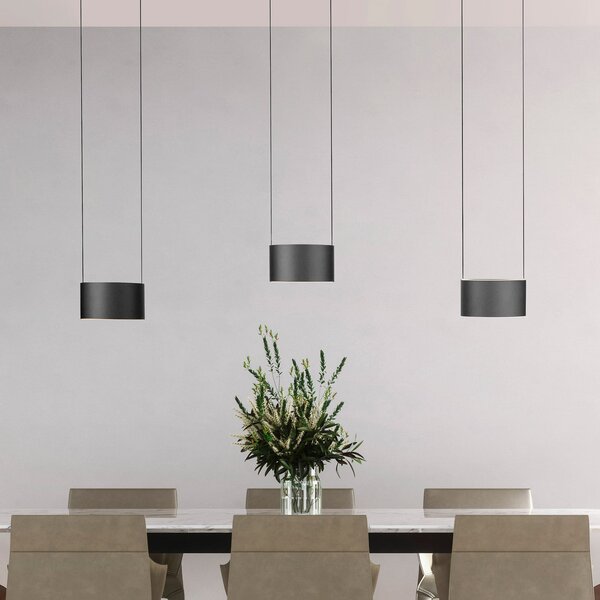 PURE Lampă suspendată LED Clipse, gri, lungime 110 cm, CTT, 6 becuri, reglabil, Gri, Camera de zi / sufragerie, Metal, Modern