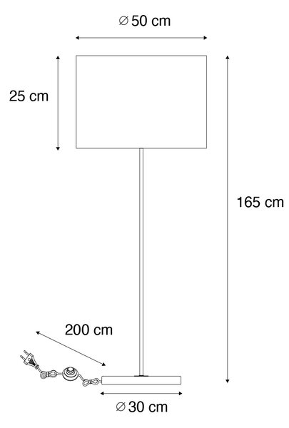 Lampă suspendată neagră cu abajur de catifea gri-maroniu 50cm - Combi 1