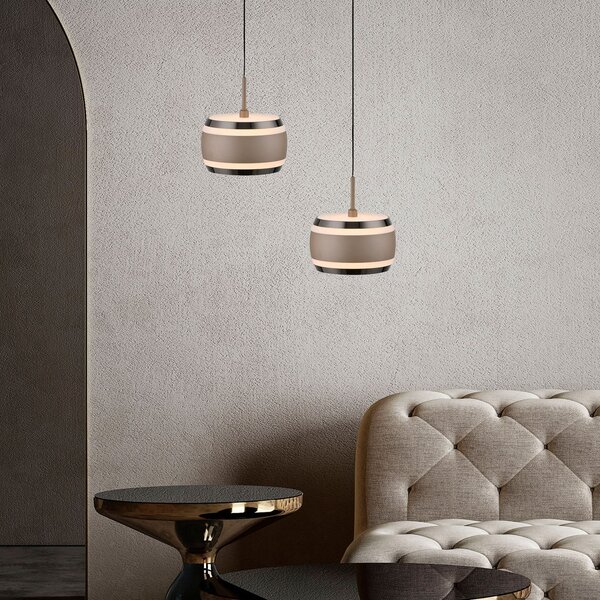 PURE Lampă suspendată LED Falling Rings, bronz, Ø 13 cm, CCT, reglabil, Bronz / Alamă Veche, Camera de zi / sufragerie, Metal, Modern
