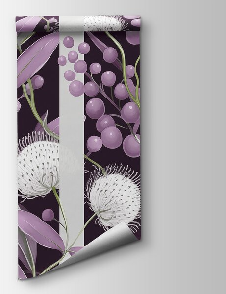 Fototapet Model floral violet și alb, Fototapet natură, Fototapet populare, w01886v1 - Tapeko.ro
