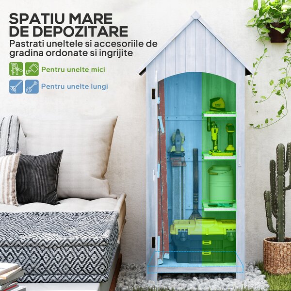 Outsunny Magazie de Scule de Gradina din Lemn Impermeabila cu Usi si Rafturi, 77.5x54.2x179.5 cm | Aosom Romania