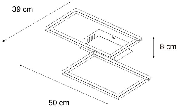 Plafoniera pătrată neagră cu dimmer 3 trepte - Plazas Novo