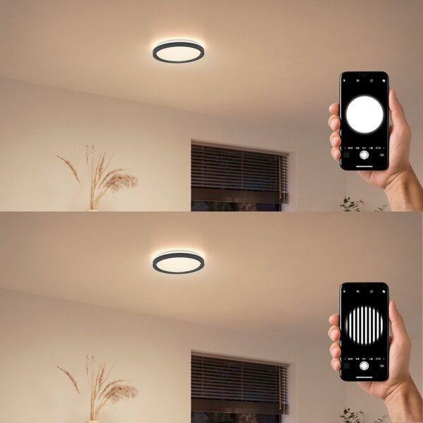 Philips plafonieră LED Aio RD negru Ø 30 cm telecomandă, reglabil, Negru, Hol, Metal, Modern