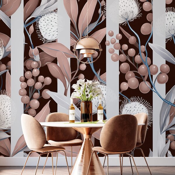 Fototapet Un design floral elegant, în nuanțe de pământ, Fototapet natură, Fototapet populare, w01886v3 - Tapeko.ro