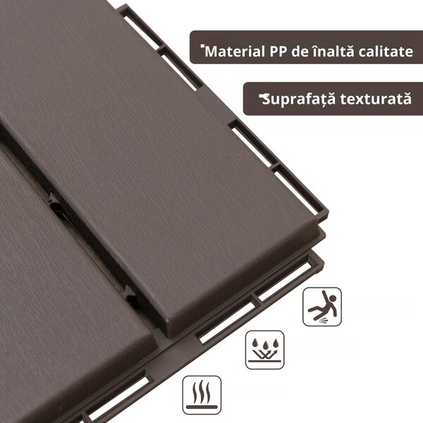 Outsunny Set Plăci de Gresie pentru Pavaj Terasă 30x30x2cm 0.81mq Maro | Aosom Romania