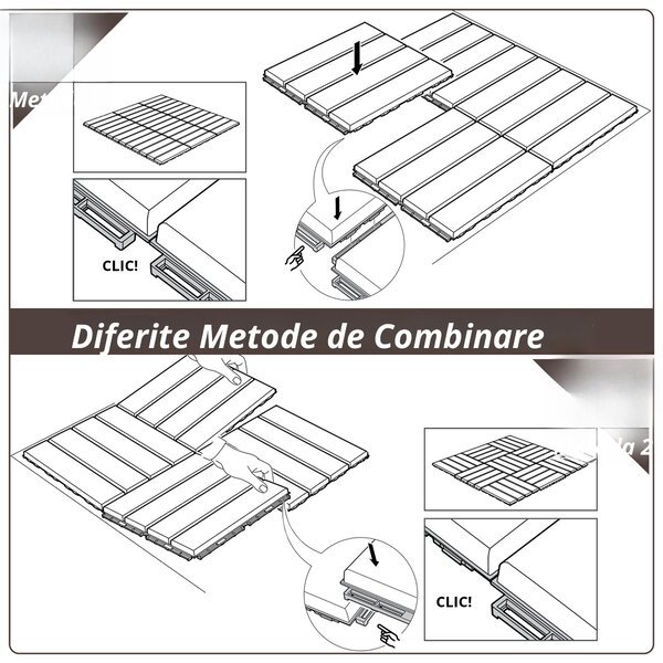 Outsunny Set Plăci de Gresie pentru Pavaj Terasă 30x30x2cm 0.81mq Maro | Aosom Romania