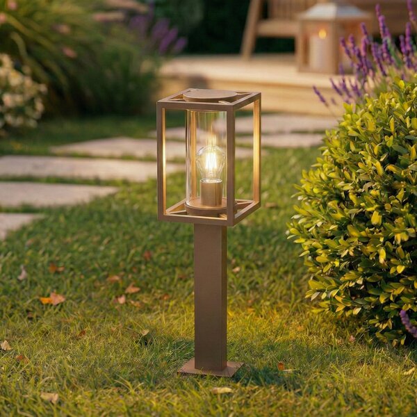 Lucande Bornă luminoasă Ferda, 60 cm, maro, IP44, reglabil, Maro / Rugină, Aluminiu, Modern