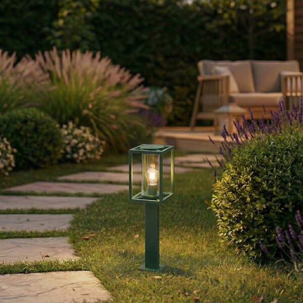 Lucande Bornă luminoasă Ferda, 60 cm, verde, IP44, reglabil, Verde, Aluminiu, Modern
