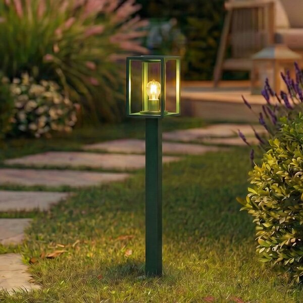 Lucande Bornă luminoasă Ferda, 100 cm, verde, IP44, reglabil, Verde, Aluminiu, Modern