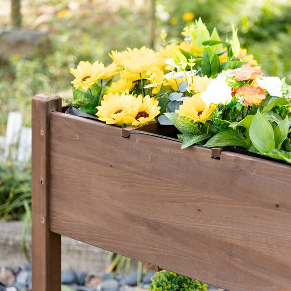 Outsunny Raised Garden Bed Planter Box w/ 8 Grow Grids, Storage Shelf & Lockable Wheels | Aosom Romania