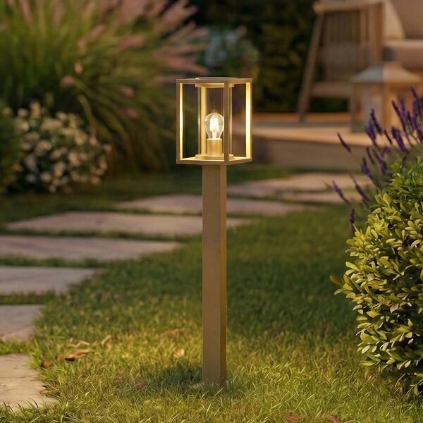 Lucande Bornă luminoasă Ferda, 100 cm, maro, IP44, reglabil, Maro / Rugină, Aluminiu, Modern