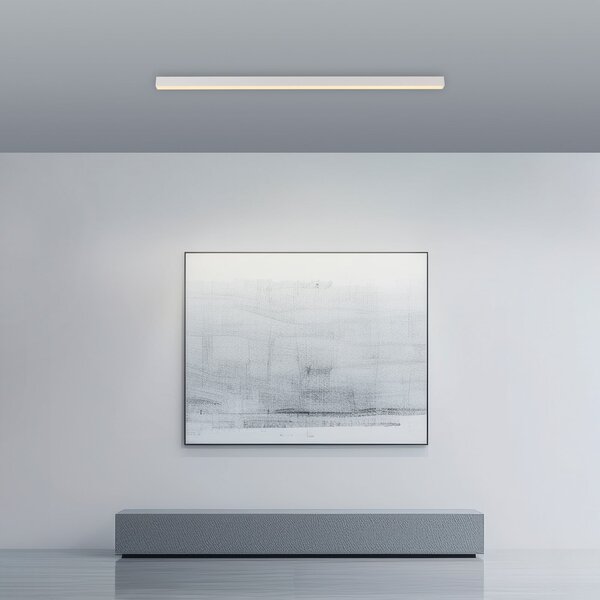 PURE Plafonieră LED Lines, albă, 110 cm, CCT, telecomandă, reglabil, Alb, Camera de zi / sufragerie, Metal, Modern