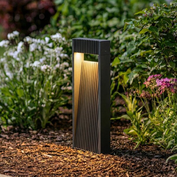 Lucande LED-lampă cu soclu Tavion, 40 cm, antracit, IP65, Negru, Aluminiu, Modern