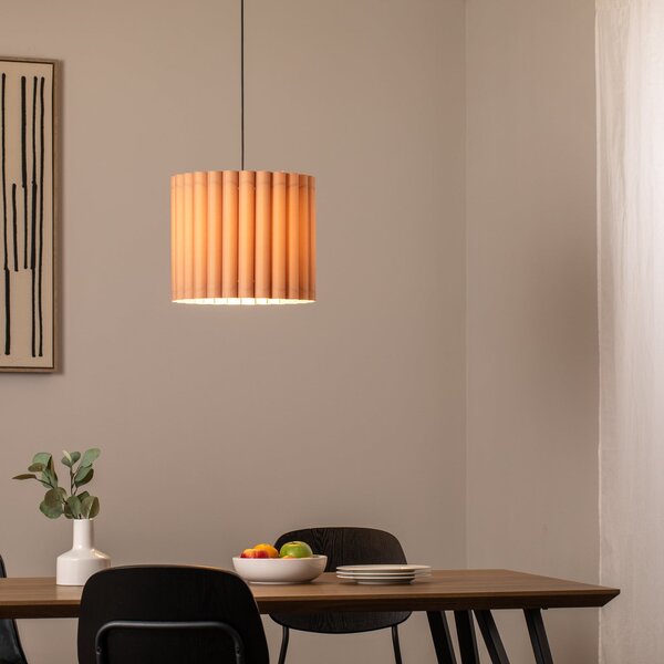 Duolla Lampă suspendată Aria, cappucino, microfibră, E27, reglabil, Maro / Rugină, Camera de zi / sufragerie, Țesătură / Textil