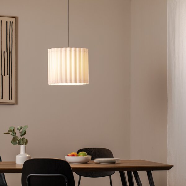 Duolla Lampă suspendată Aria, alb, microfibră, E27, reglabil, Alb, Camera de zi / sufragerie, Țesătură / Textil