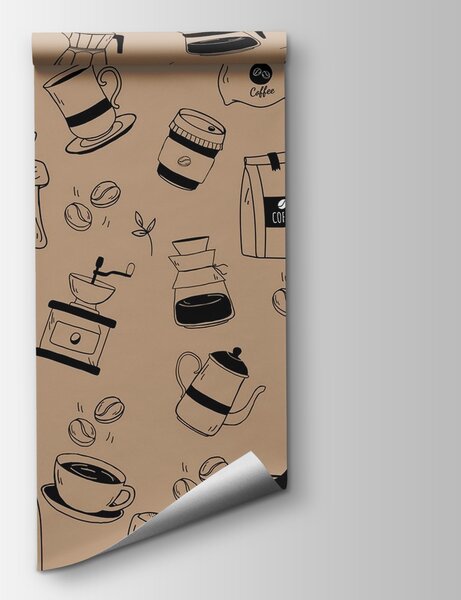 Fototapet Model de articole de cafea, Fototapet mâncare și băutură, Fototapet populare, w02002v3 - Tapeko.ro