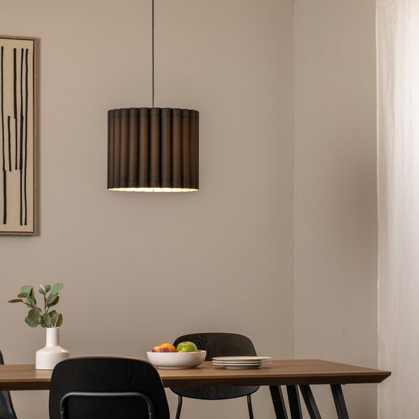 Duolla Lampă suspendată Aria, negru, microfibră, E27, reglabil, Negru, Camera de zi / sufragerie, Țesătură / Textil
