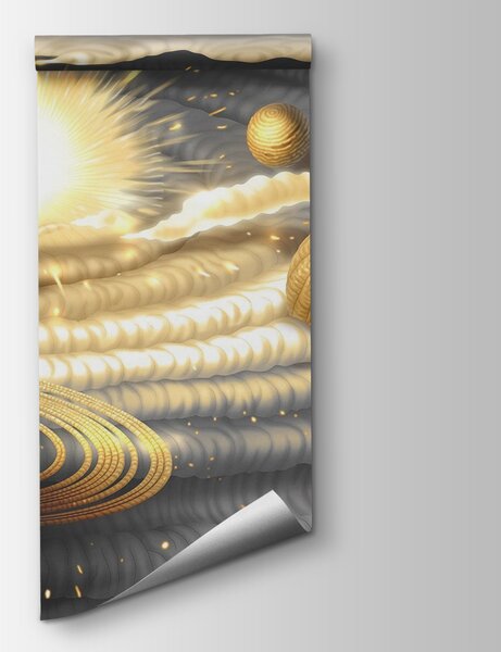 Fototapet Planetă cu inele și stele pe cer, Fototapet spațiu cosmic, Fototapet populare, w01967 - Tapeko.ro