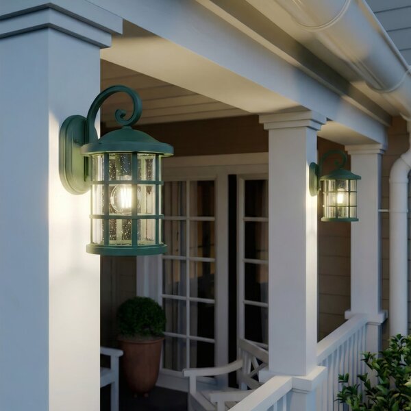 Lindby Lampa de exterior Ankea, verde, înălțime 37 cm, IP23, E27, reglabil, Verde, Plastic, Antichitate, Felinar