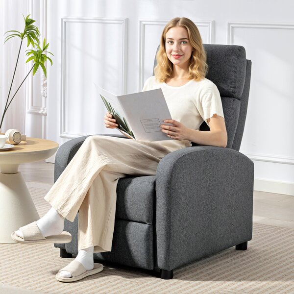 HOMCOM Fotoliu Relax și Reclinabil la 135° cu Suport de Picioare în Material Textil, 69x87x100.5 cm, Gri | Aosom Romania