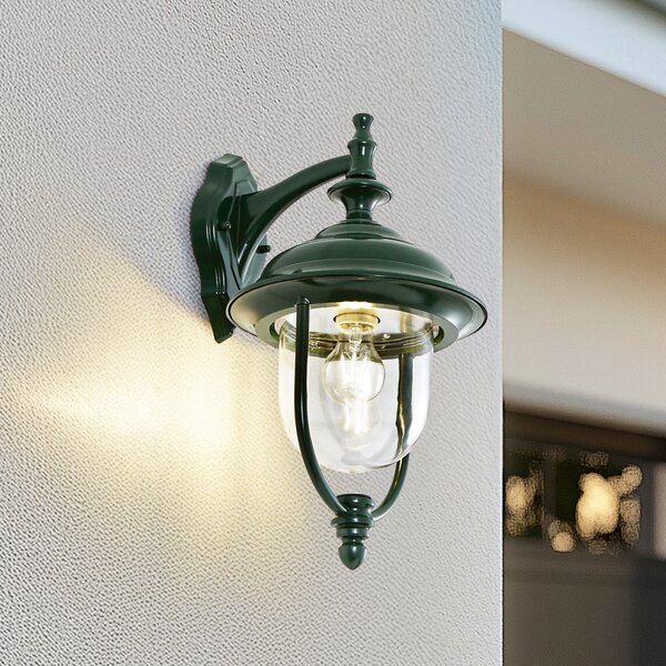 Lindby Lampa de exterior Clint, verde, cu lumină orientată în jos, IP44, reglabil, Verde, Aluminiu, Vintage, Felinar