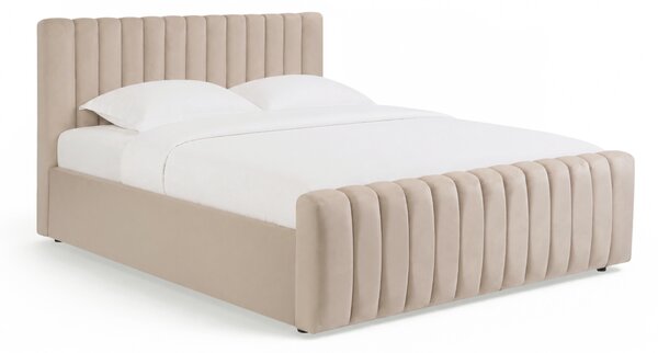 Pat tapițat cu ladă de depozitare Livani 160x200 - velur bej Velluto 2