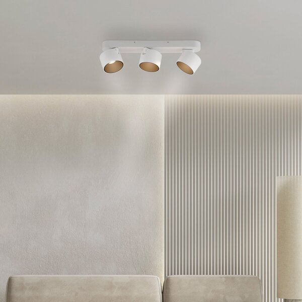 PURE Spot de tavan cu LED Cup, alb, lungime 56 cm, metal, 3 becuri, reglabil, Alb, Camera de zi / sufragerie, Metal, Modern