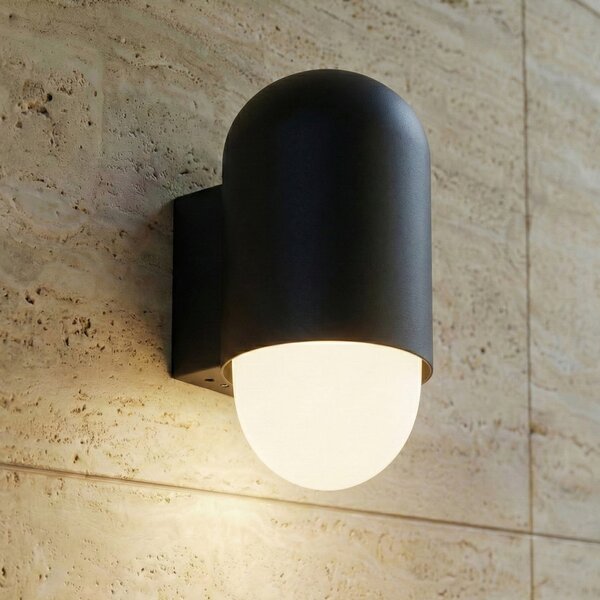 Lindby Aplică de exterior Pilva, negru, metal, IP44, E27, reglabil, Negru, Aluminiu, Modern