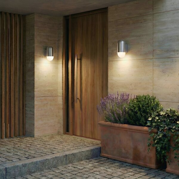 Lindby Aplică de exterior Pilva, aluminiu, metal, IP44, E27, reglabil, Metalic, Aluminiu, Modern