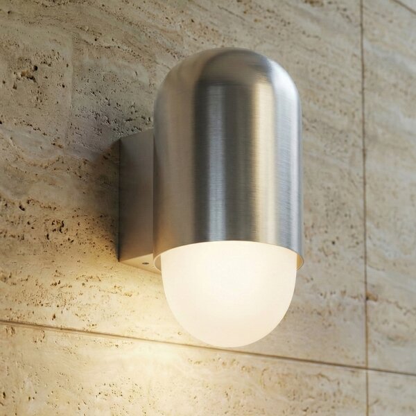 Lindby Aplică de exterior Pilva, aluminiu, metal, IP44, E27, reglabil, Metalic, Aluminiu, Modern