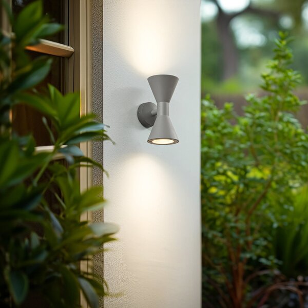 Lucande Aplică de perete exterior Xalor, gri, IP65, metal, GU10, reglabil, Gri, Aluminiu, Modern