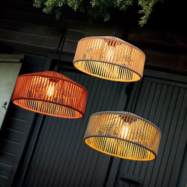 Newgarden Lampa suspendată Calabardina, albă, cablu, Ø30cm, IP44, reglabil, Alb, Țesătură / Textil, Scandinavă
