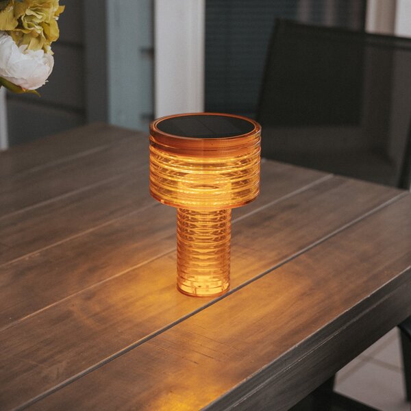 Newgarden Lampa de masă solară LED Ambar, portocaliu, PMMA, IP44, reglabil, Galben, Plastic, Modern