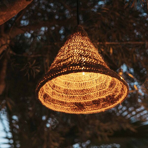 Newgarden Lampă suspendată Maro, natur, algă marină, Ø 30 cm, IP44, reglabil, Lemn, Lemn, Scandinavă