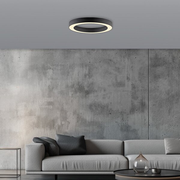 PURE Plafonieră LED Lines, Ø 35 cm, grafit, CCT, telecomandă, reglabil, Negru, Camera de zi / sufragerie, Metal, Modern