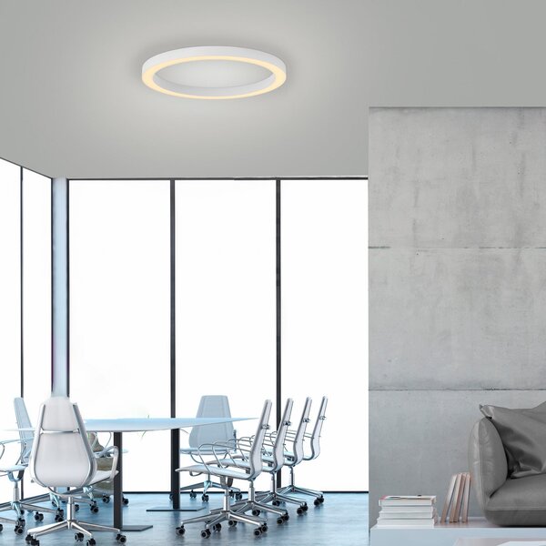 PURE Plafonieră LED Lines, Ø 50 cm, alb CCT, telecomandă, reglabil, Alb, Camera de zi / sufragerie, Metal, Modern