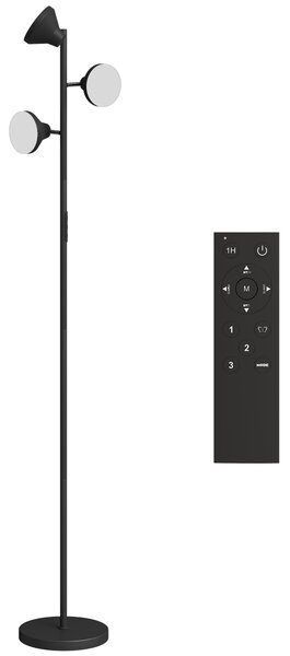 HOMCOM Lampă de Podea cu 3 Capete Reglabile Independent Φ25x170 cm Negru | Aosom Romania
