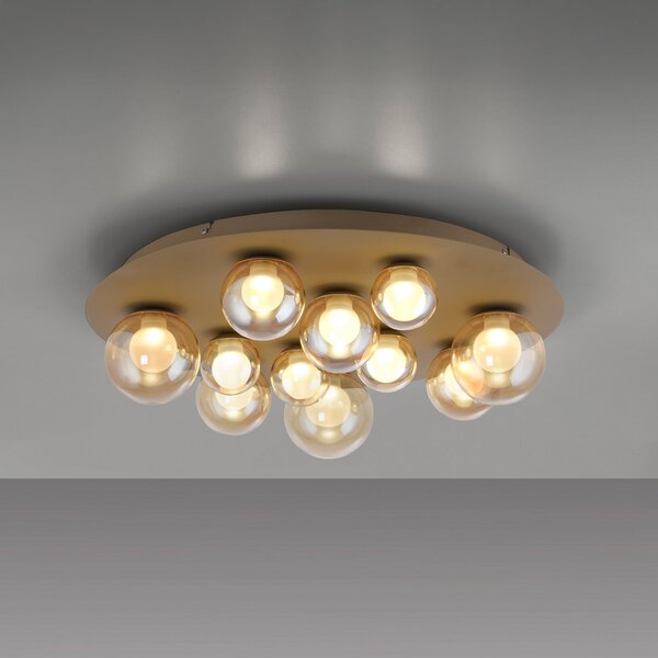 PURE Plafonieră LED Popup, bronz/chihlimbar Ø 60 cm CCT, 11 becuri, reglabil, Bronz / Alamă Veche, Camera de zi / sufragerie, Metal