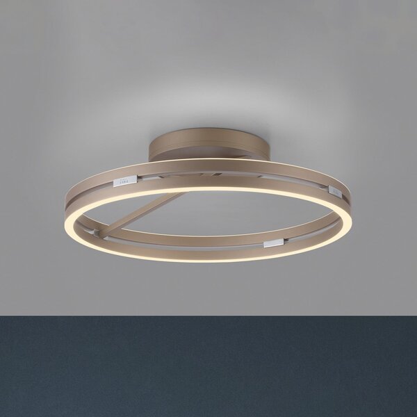PURE plafonieră LED Loop bronz, metal Ø 60 cm CCT, reglabil, Bronz / Alamă Veche, Camera de zi / sufragerie, Aluminiu, Modern, Plafon rotund direct