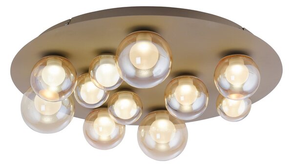 PURE Plafonieră LED Popup, bronz/chihlimbar Ø 60 cm CCT, 11 becuri, reglabil, Bronz / Alamă Veche, Camera de zi / sufragerie, Metal